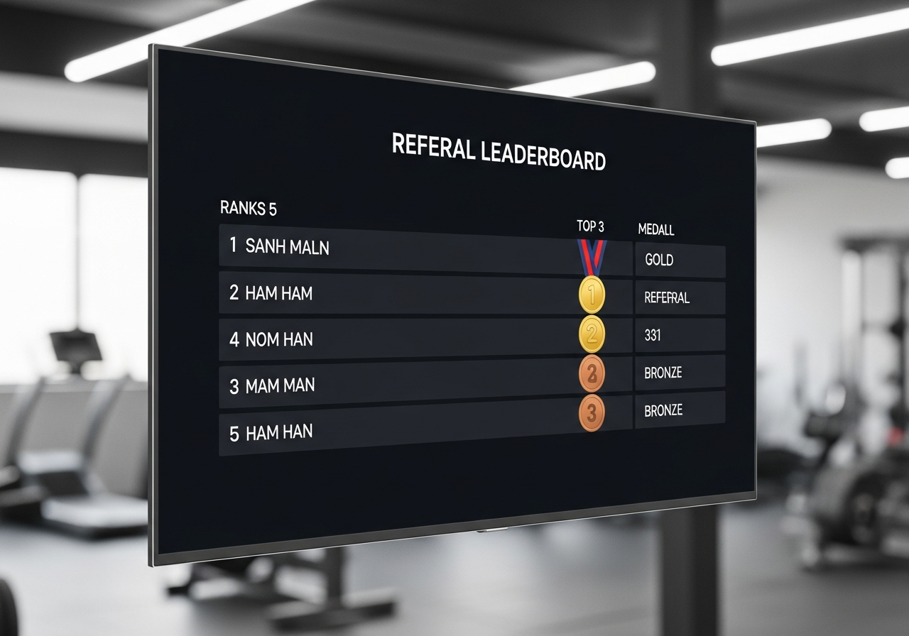 TV Leaderboard Display showing referral rankings